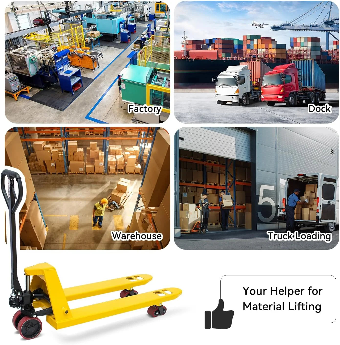 HPDAVV Pallet Jack Truck 4,400 LBS Capacity, 48''x 21' Forks Manual Pallet Jack Truck, Suit for Warehouse, Workshop, Dock, Factory