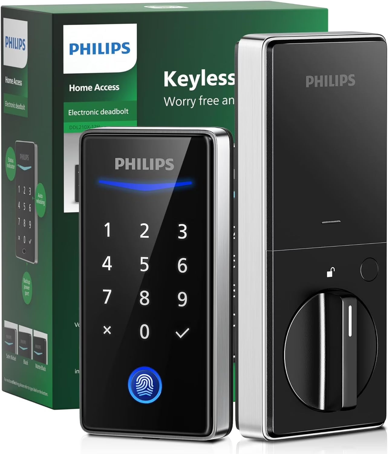 Keyless Entry Door Lock with Keypad - Smart Deadbolt Lock for Front Door, Auto Lock, One-time PIN Code, Fingerprint Door Lock - Matte Black