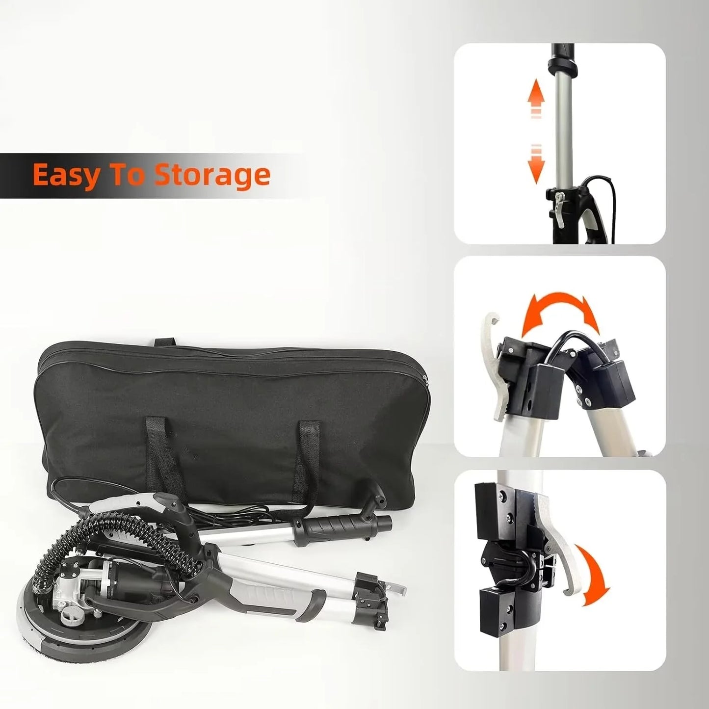 Drywall Sander, 750W 6.5A Electric Ceiling Removal Tool Machine, 7 Variable Speed 900-1800 RPM Sander with LED Light, 14 Pcs Sanding discs