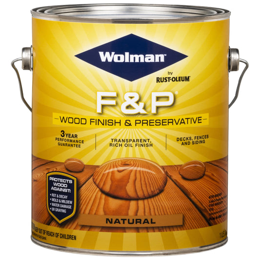 4 Pack, Natural, Wolman F& P Exterior Wood Finish and Preservative Stain- Gallon