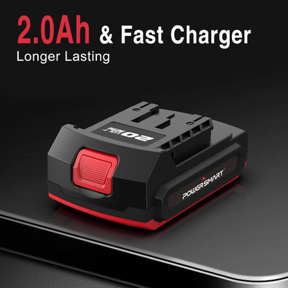 PowerSmart Brushless Cordless Impact Wrench 1/2 inch, 2.0Ah 20V Battery & Fast Charger Included