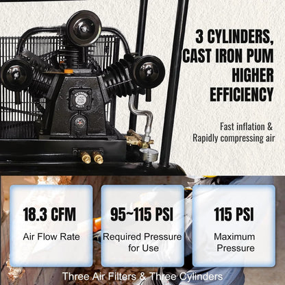 HPDAVV 6.5HP 120 PSI One Stage Gas Driven Piston Air Compressor 20 gal