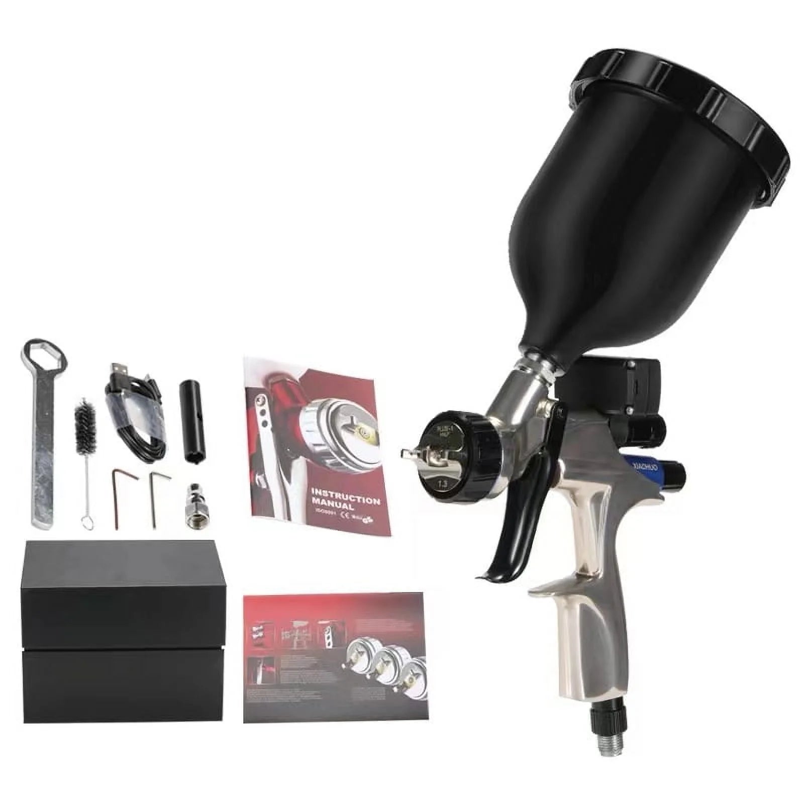 NO logo DeVilbiss DV1 1.3mm Olive Digital Basecoat Spray Gun 600ml ship for USA