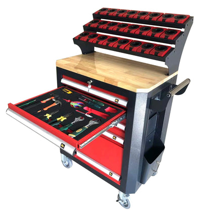 KAKA INDUSTRIAL HQC-550A (BT50) Tool Holder CNC Tool Cart, 5 Drawer Tool Chest 77 Capacity 4 Ball-Bearing Glided Drawers, Drawer Mobile Work Station