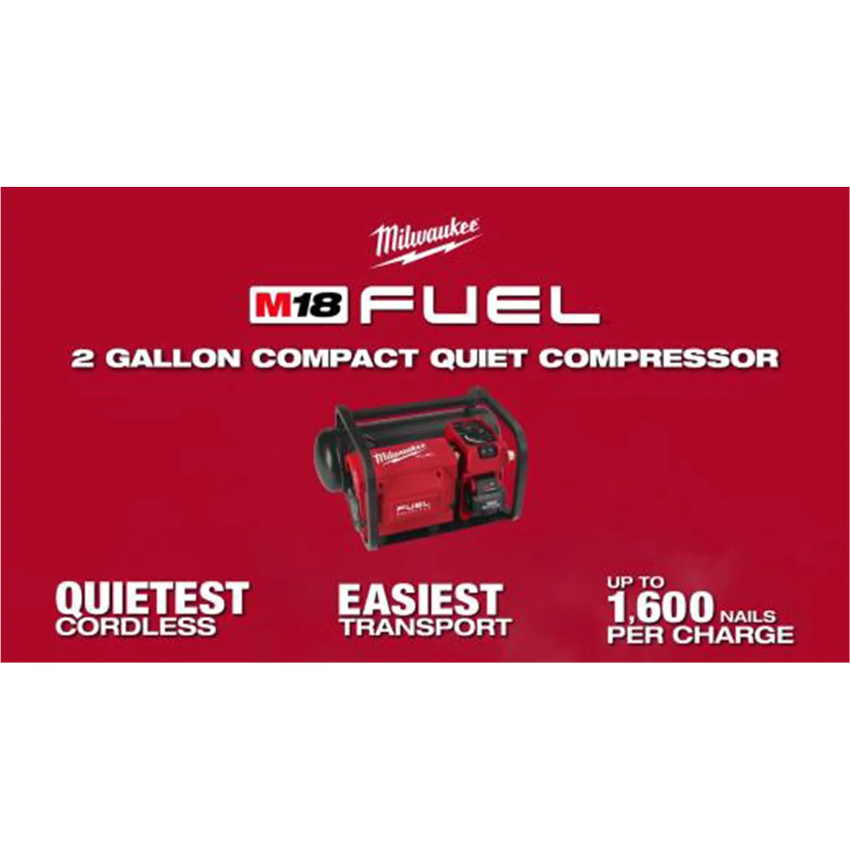 Milwaukee Tool M18 FUEL 2 Gallon Compact Quiet Compressor