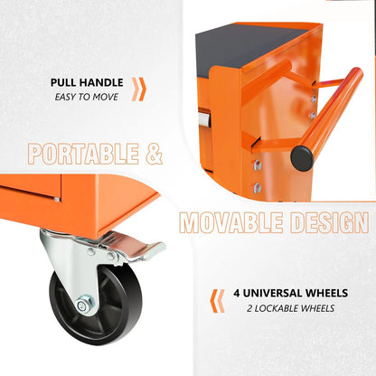 POWANLI Drawer Rolling Tool Chest with Wheels, Steel Orange, 24.25" 48.5 lb