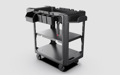 Hyper Tough Hyper Stack 3-Shelf Multi-Use 36" Commercial Utility Cart, 500 lb Capacity, Black