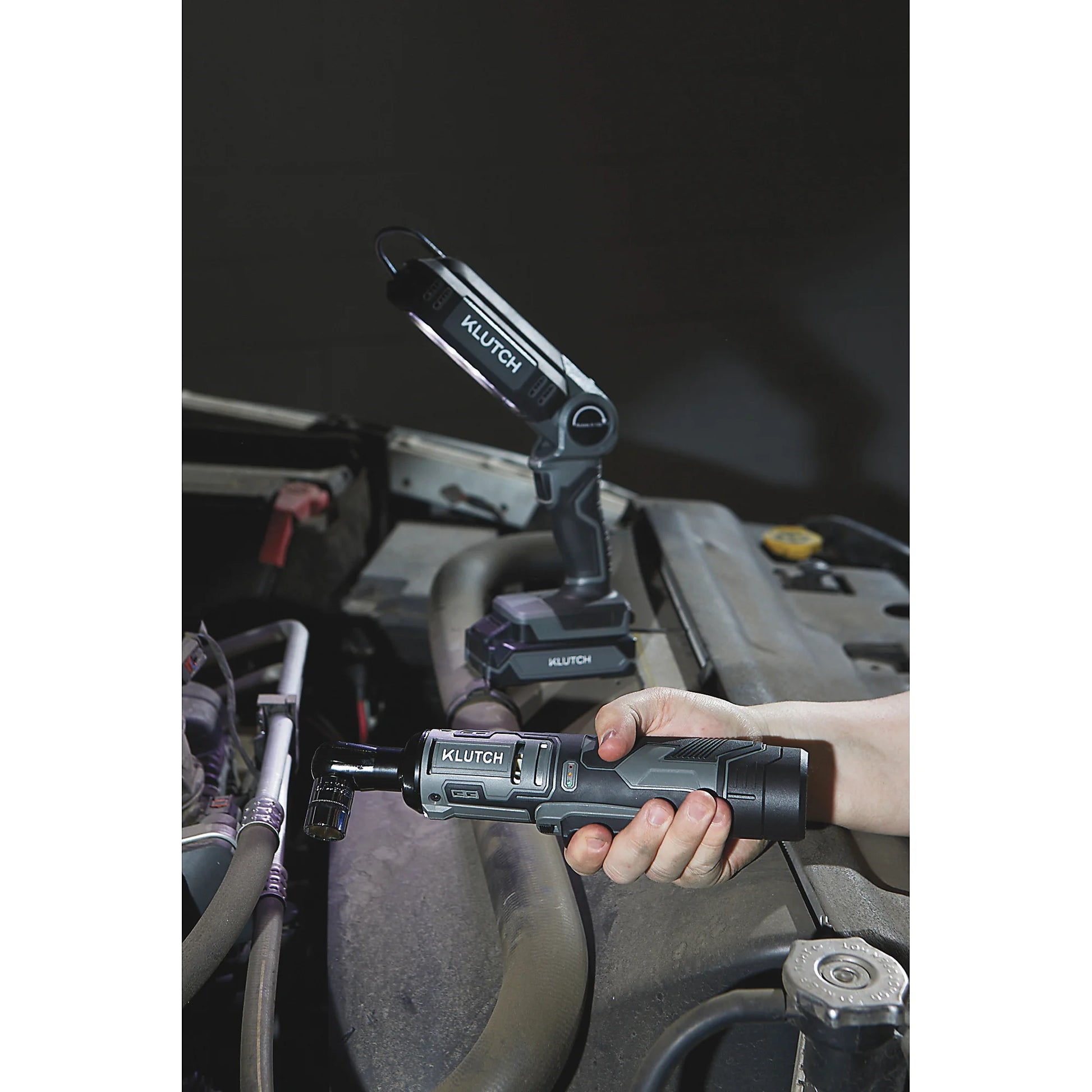 Klutch 3/8in. Ratchet Wrench Kit, 12V, Cordless, Lightweight, Ergonomic, 2.0Ah
