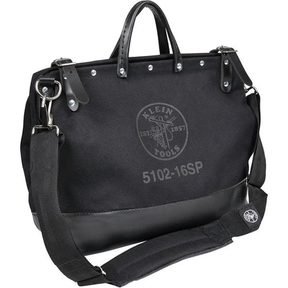 Klein Tools 510216SPBLK 16 in. Deluxe Canvas Tool Bag - Large, Black