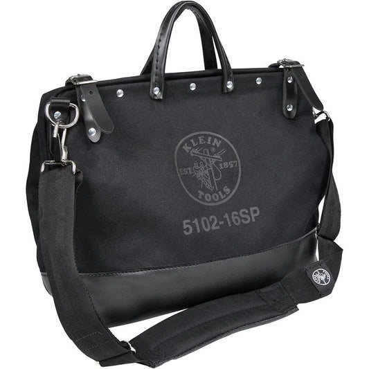 Klein Tools 510216SPBLK 16 in. Deluxe Canvas Tool Bag - Large, Black