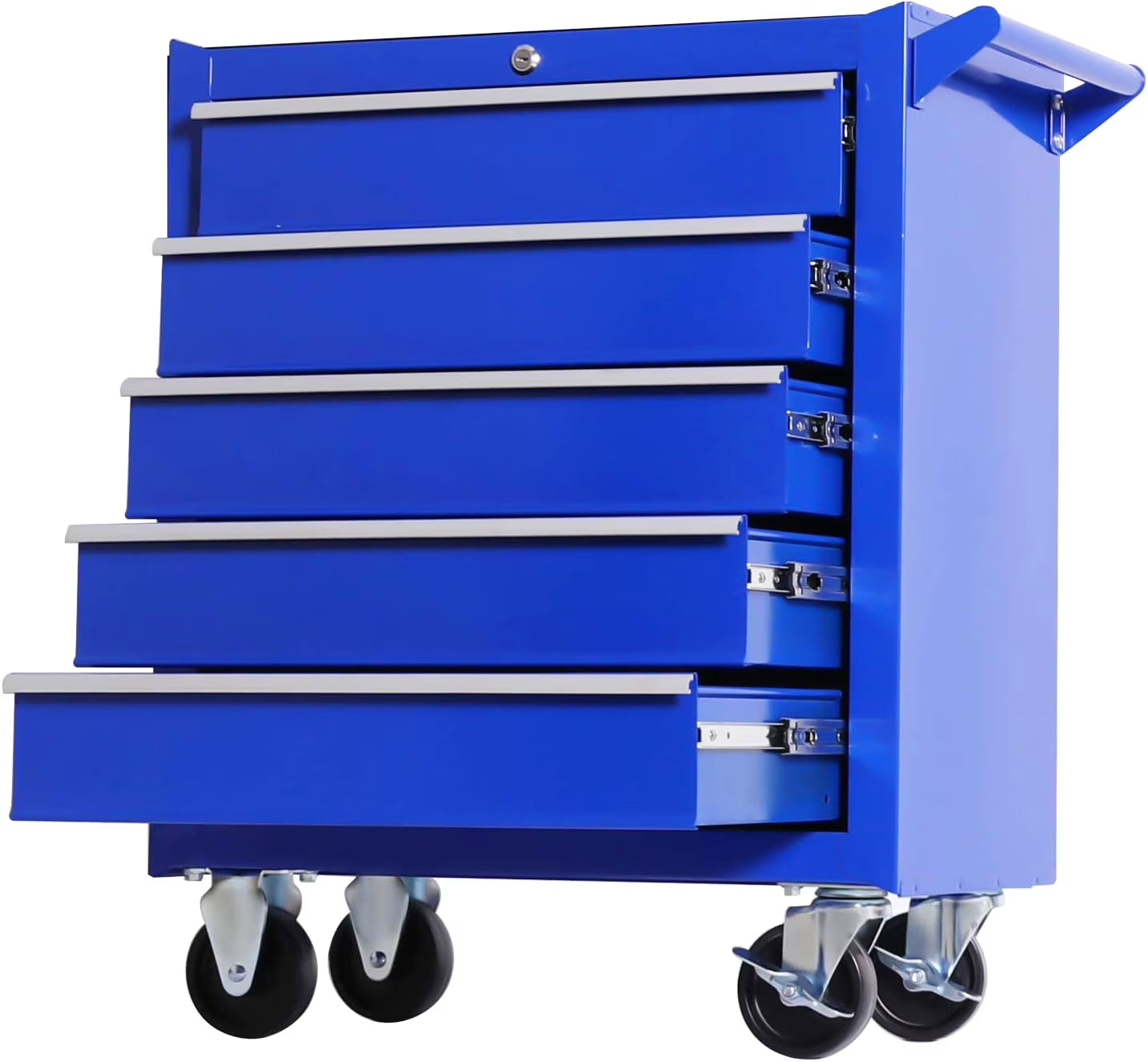 Seizeen Tool Box for Garage Organization, Heavy-Duty Red Tool Chest 5 Storage Drawer, Rooling Tool Cart Lockable for Repair Shop, Smooth Ball-Bearing Drawers