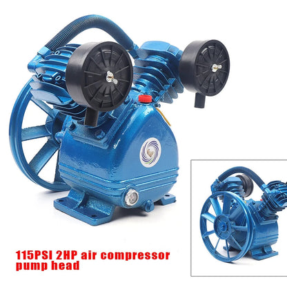 2 Piston Air Compressor Head Pump V Style Twin Cylinder Single Stage 2-HP 115PSI