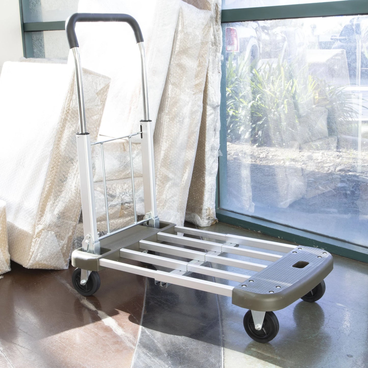 Mount-It! Folding Platform Hand Truck with Expandable Base | 330LBS Capacity