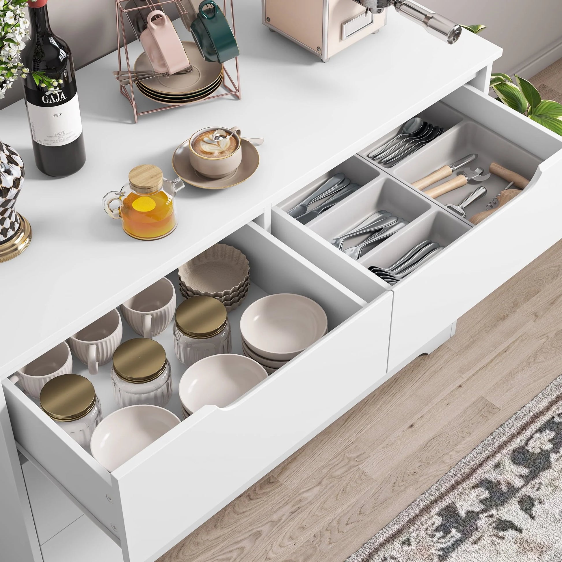 Homfa 6 Drawer White Dresser for Bedroom, Modern Chest of Drawers Wood Storage Cabinet for Living Room Nursery Kitchen Office