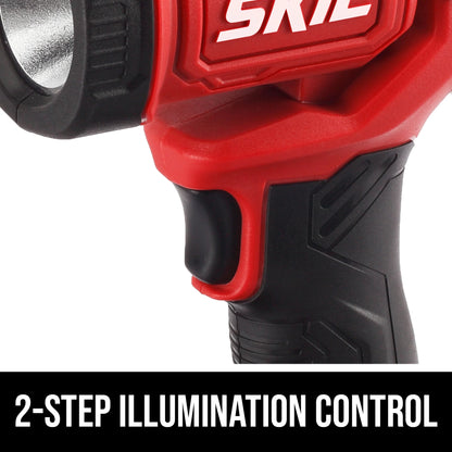 SKIL CB739601 PWR CORE 20V 4 Tool Combo Kit, Drill Driver, Impact, Drive, Recip Saw, and Spot Light, with two 2.0Ah Batteries and Charger