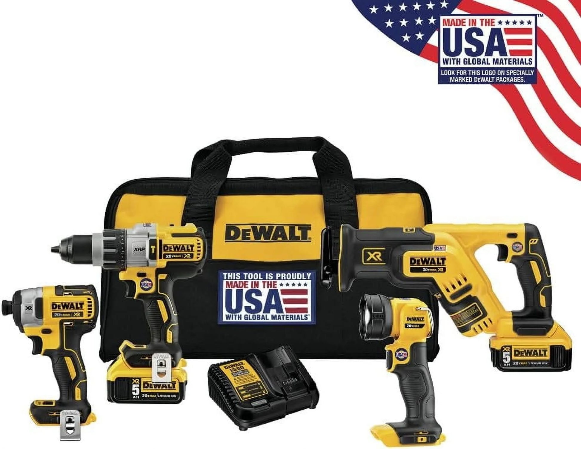 DEWALT 20V MAX XR Cordless Drill Combo Kit, 4-Tool DCK494P2