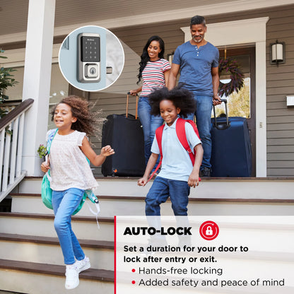 Kwikset Halo Touchscreen Wi-Fi Smart Deadbolt Hardware Lock with Smartkey Satin Nickel