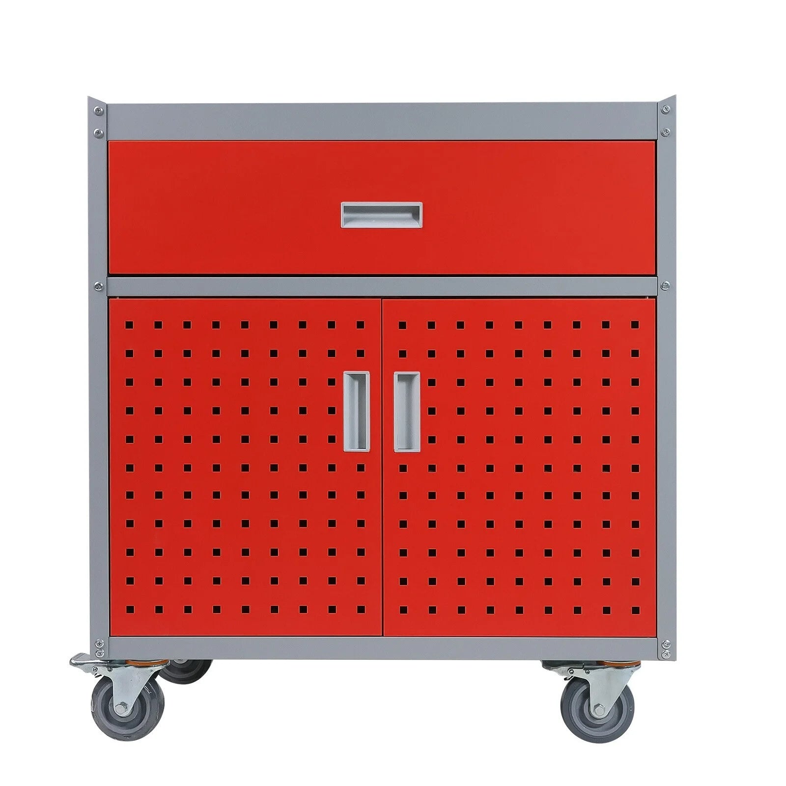 Tool Box Chest Cabinet Wheels Metal Rolling Auto Repair Storage w/Drawer, Red