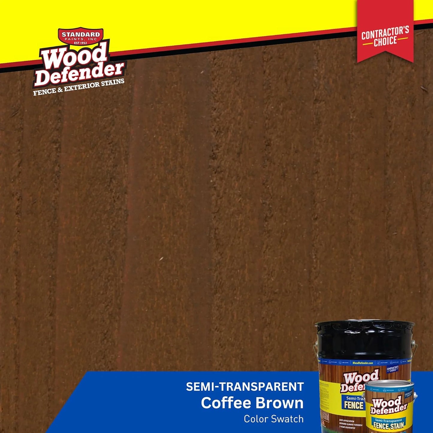 Wood Defender Semi-transparent Fence Stain COFFEE BROWN 5-gallon
