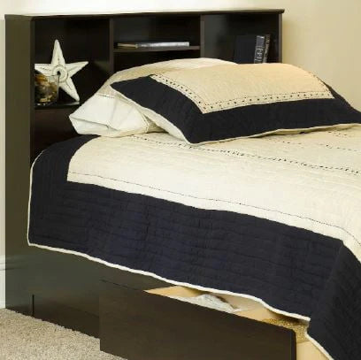 Mainstays Mates Storage Bed with Bookcase Headboard, Twin, Cinnamon Cherry Finish
