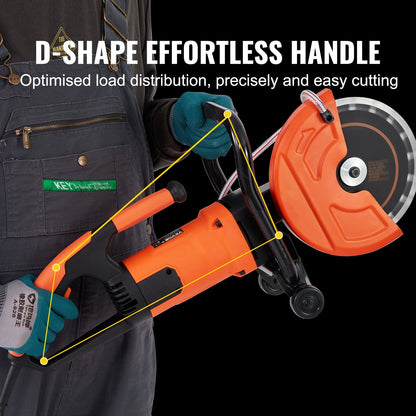 BENTISM 9'' Electric Concrete Saw Wet/Dry 4.5 in Cutting Depth Saw Cutter with Water Pump and Blade, Masonry Saw for Granite, Brick, Porcelain, Reinforced Concrete and Other Material