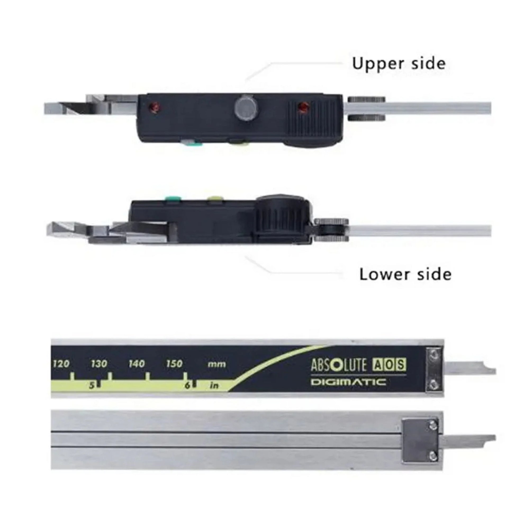 Mitutoyo 500-196-30 Advanced Onsite Sensor AOS Absolute Scale Digital Caliper 500 Series, 0" to 6"/0 to 150mm Measuring Range, 0.0005"/0.01mm Resolution, AOS