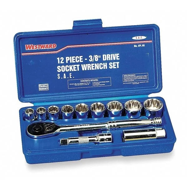 Westward Socket Wrench Set,SAE,3/8 in. Dr,20 pc 4PL98