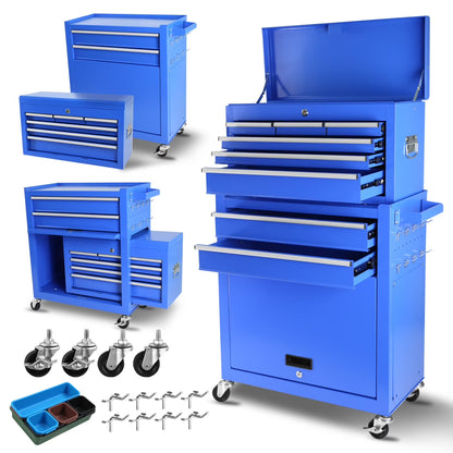 Roller Tool Chest with 8-Drawer and Wheels,Tool Box Organizer for Workshop Mechanics Garage ,Detachable Large Tool Cabinet ,Storage Organizer for Workshop Garage Repair Shop Household,Blue