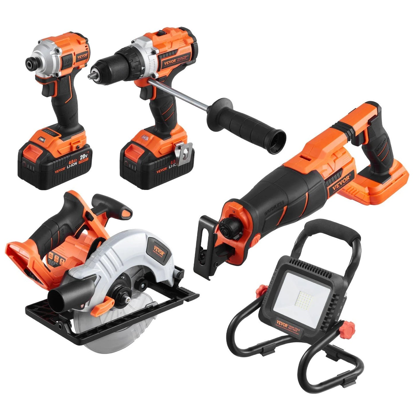 PORTER-CABLE 20V Cordless Brushless 5-Tool Combo Kit with (2) Batteries, Charger & Contractor Bag