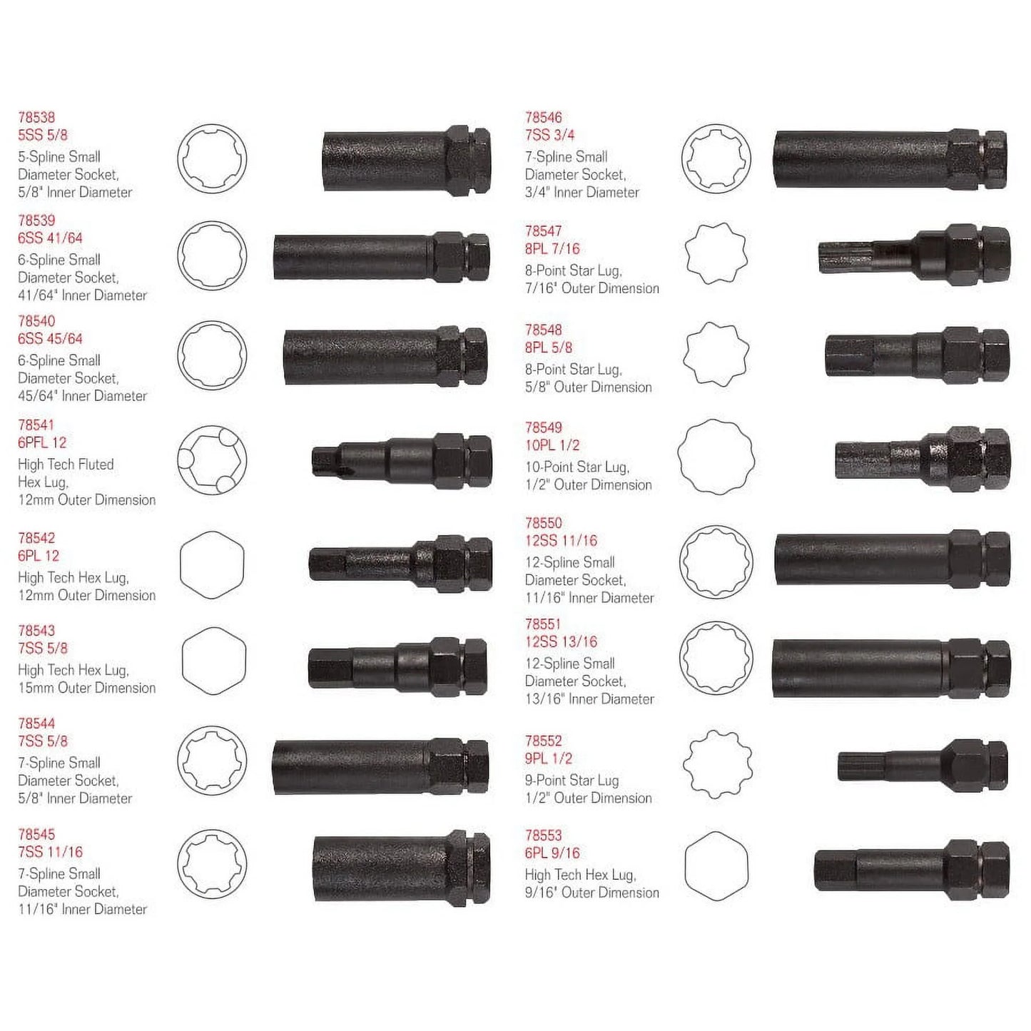 Steelman 78537 16-Piece SAE/Metric Locking Lug Nut Master Key Set