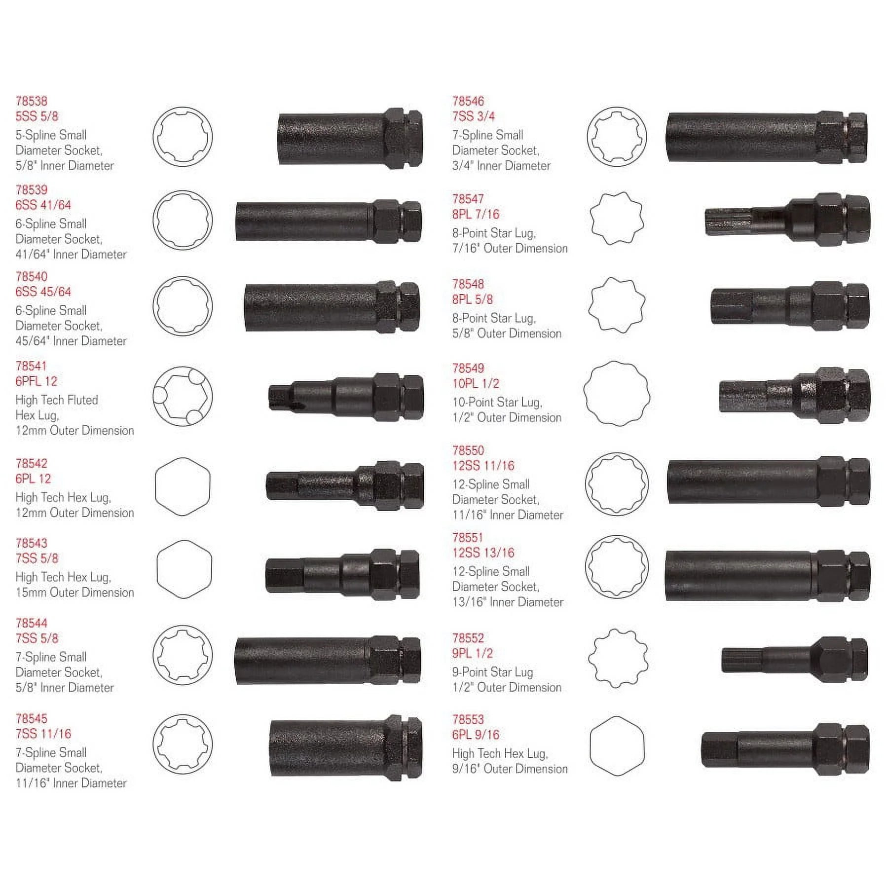 Steelman 78537 16-Piece SAE/Metric Locking Lug Nut Master Key Set