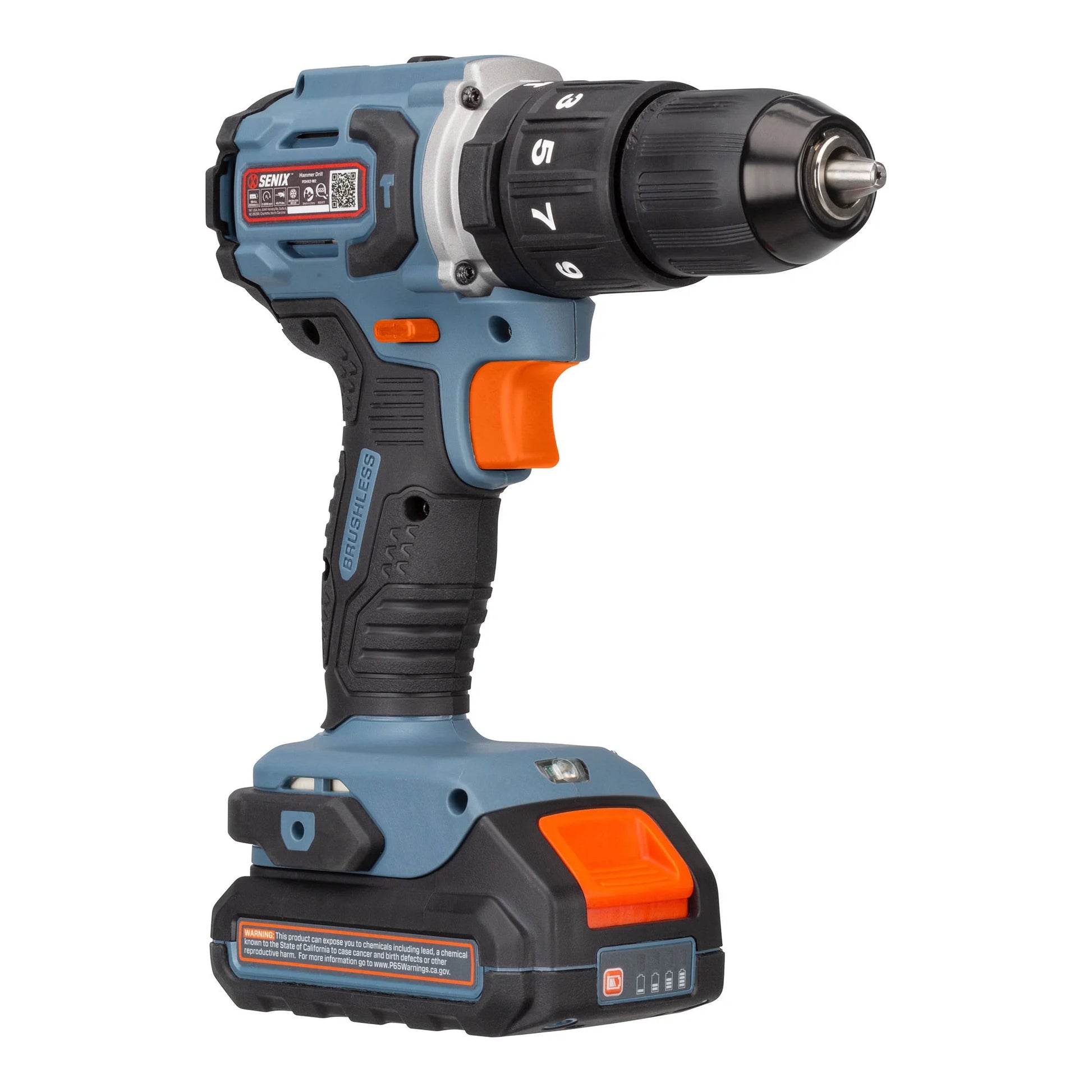 SENIX 20 Volt Max* 2-Piece Cordless Brushless Combo Kit, 1/2-Inch Hammer Drill Driver & 1/4-Inch Impact Driver (2 x Batteries, 1 x Charger and Soft Bag Included) S2K2B2-02