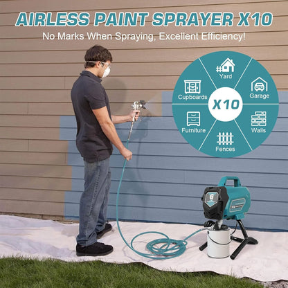 Telyswee 750W Airless Paint Sprayer, 3300 PSI Stand Airless Sprayer, High Efficiency Electric Paint Sprayer for Up to 10 Gallon DIY Painting Projects House Exterior Fence Deck