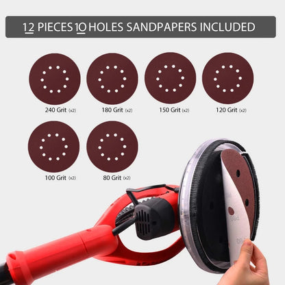POWER PRO 1850 Electric Drywall Sander - Variable Speed 1000-1850rpm, 750 Watts, with Automatic Vacuum System, LED Light, and Hard Tool Case