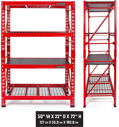 Craftsman 2-Shelf 3-Foot Tall Stackable Tool Chest Depth Storage Rack, 2-Pack, Red 3-Feet, 2 Set