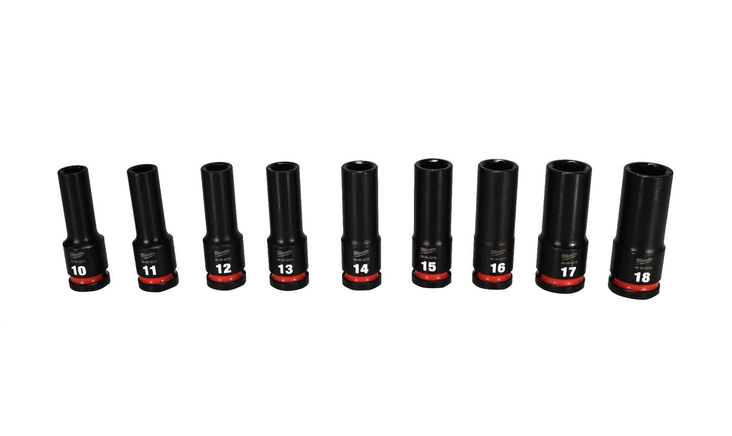 Milwaukee 49-66-6803 1/2" Impact Duty Drive Metric Deep Well Socket Set (16pc)