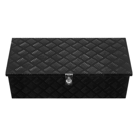 KFFKFF Durable Aluminum Truck Bed Tool Box, Textured Storage Box with Side Handle and Lockable Design, Organizer Chest for Trailers, Pickups, Truck Beds, RVs, 30"x13"x9.6", Black