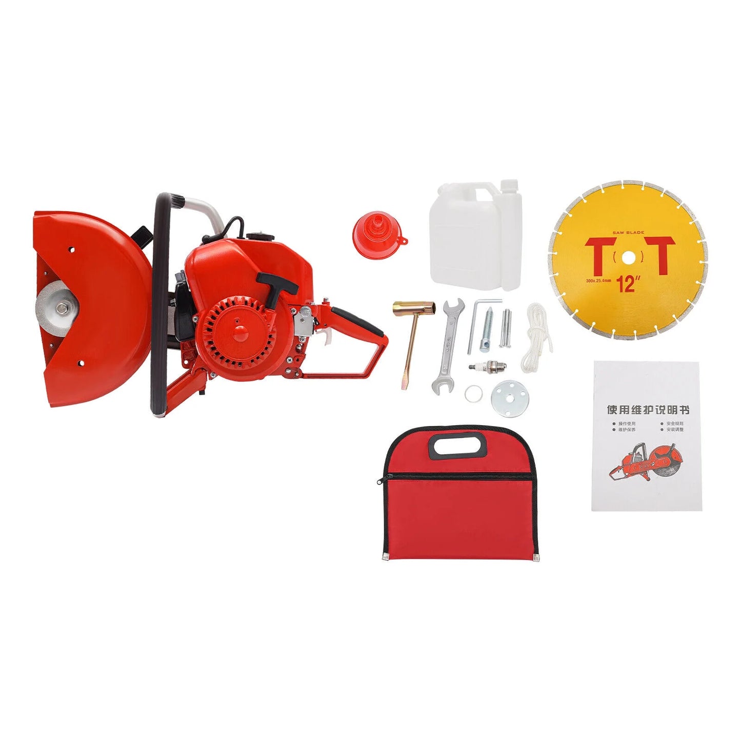 2 Stroke 78.5CC Gas Power Cement Concrete Cut off Saw Cutting Tool W/Blade Red