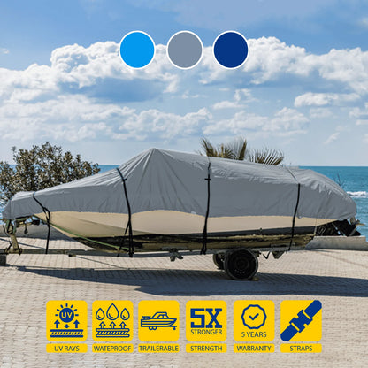 Seal Skin Heavy Duty Trailerable Pontoon Boat Cover, Fits 17 to 20ft Long & up to 102” Beam Width Waterproof 600D Pontoon Boat Cover with Storage Bag