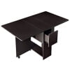 Dinaza Folding Dining Table Drop Leaf Kitchen Table with 2 Drawers for Small Spaces with 6 Wheels and 2-Layer Storage Racks Multifunction Space Saving Table Extension Dinner Table Black Walnut