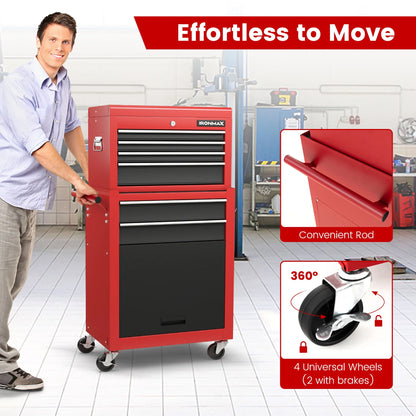 Gymax 6-Drawer Rolling Tool Chest Lockable Tool Box and Storage Cabinet Garage Workshop