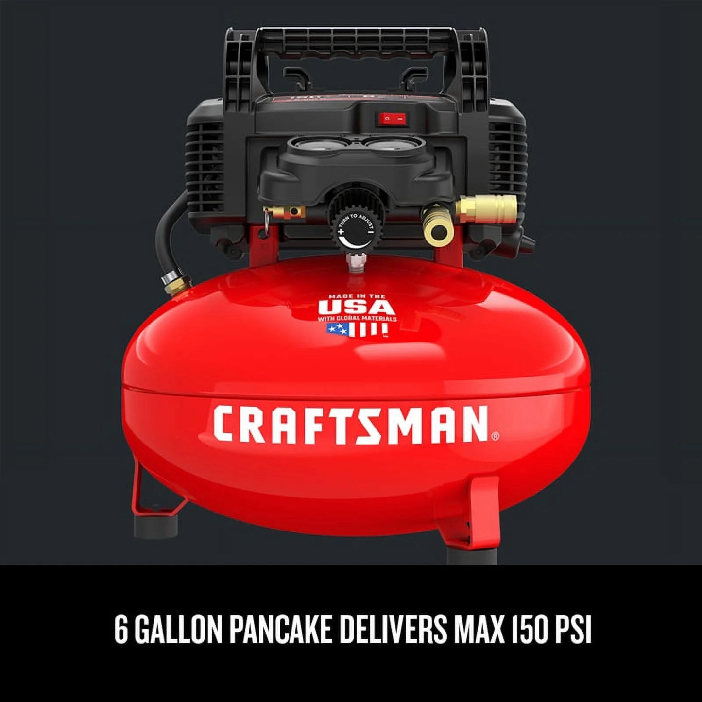 CRAFTSMAN Red 0.8HP 150 PSI 1-Stage Oil-Free Air Compressor 6 gal