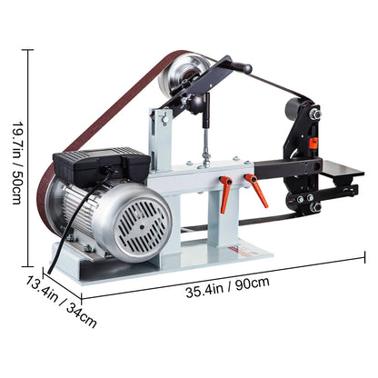 KFFKFF 2" x 82" Belt Grinder, 2HP 1500W, Versatile 3-in-1 Constant Speed Sander, 110V Bench Sander with 12" Wheel, Flat Platen Tool Rest, Ideal for Knife Crafting