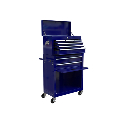 Pouseayar 8-Drawer High Capacity Rolling Tool Chest Storage Cabinet, Blue