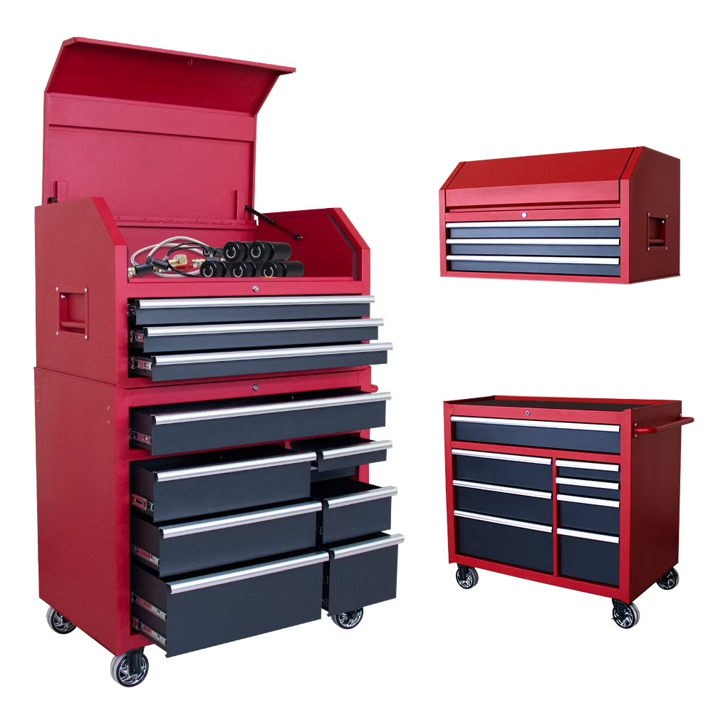 HPDAVV 41inch 11-drawer Tool Chest and Cabinet, Heavy Duty 11-Drawer Tool Chest Combo Rolling Cabinet with Locking System, 41 in. W x 24.5 in. D