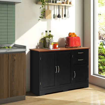 Costway Buffet Sideboard Kitchen Cupboard Storage Cabinet with 2 Drawers & 3 Doors Black