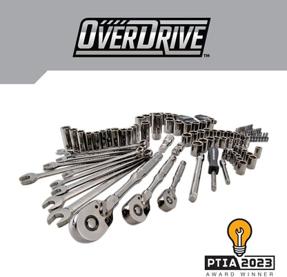 180-Tooth Ratchet Mechanic Tool Set with Gunmetal , 121-Piece Standard SAE/Metric Socket Set Includes Hard