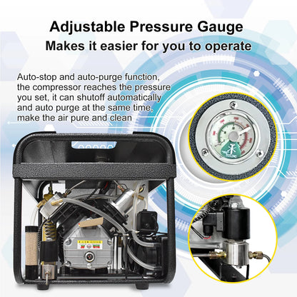 TUXING 4500Psi Pcp Air Compressor,High Pressure Air Compressor,Built-in Water and Fan Cooling System Filter,Auto Stop and Auto Purge Version,for Diving Scuba tank Filling Air Rifle Tank (TXEDT033)