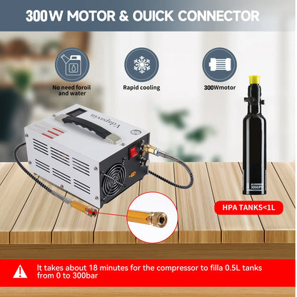 Pcp Air Compressor, 4500Psi 30Mpa - Portable and Powerful 12V DC/110V AC Pump