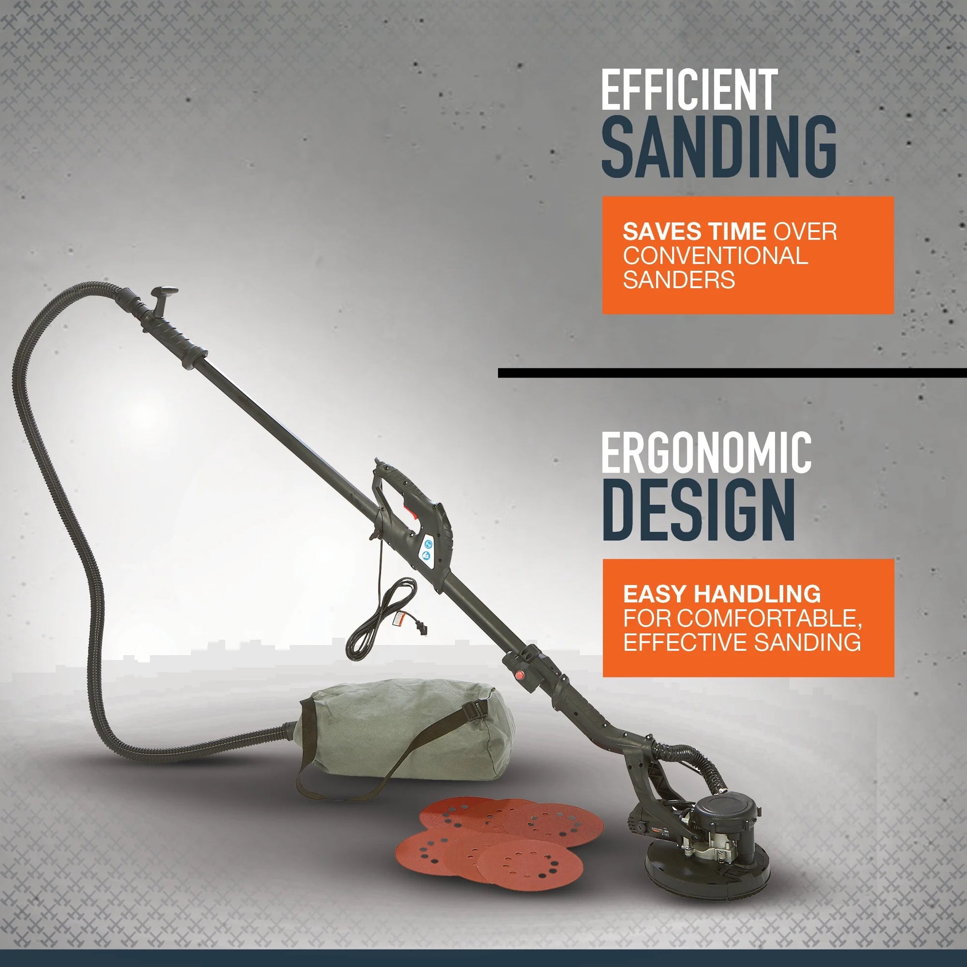 Ironton 9in. Drywall Sander, 6.5 Amps, 750?C1600 OPM, 8-1/2in. Pad